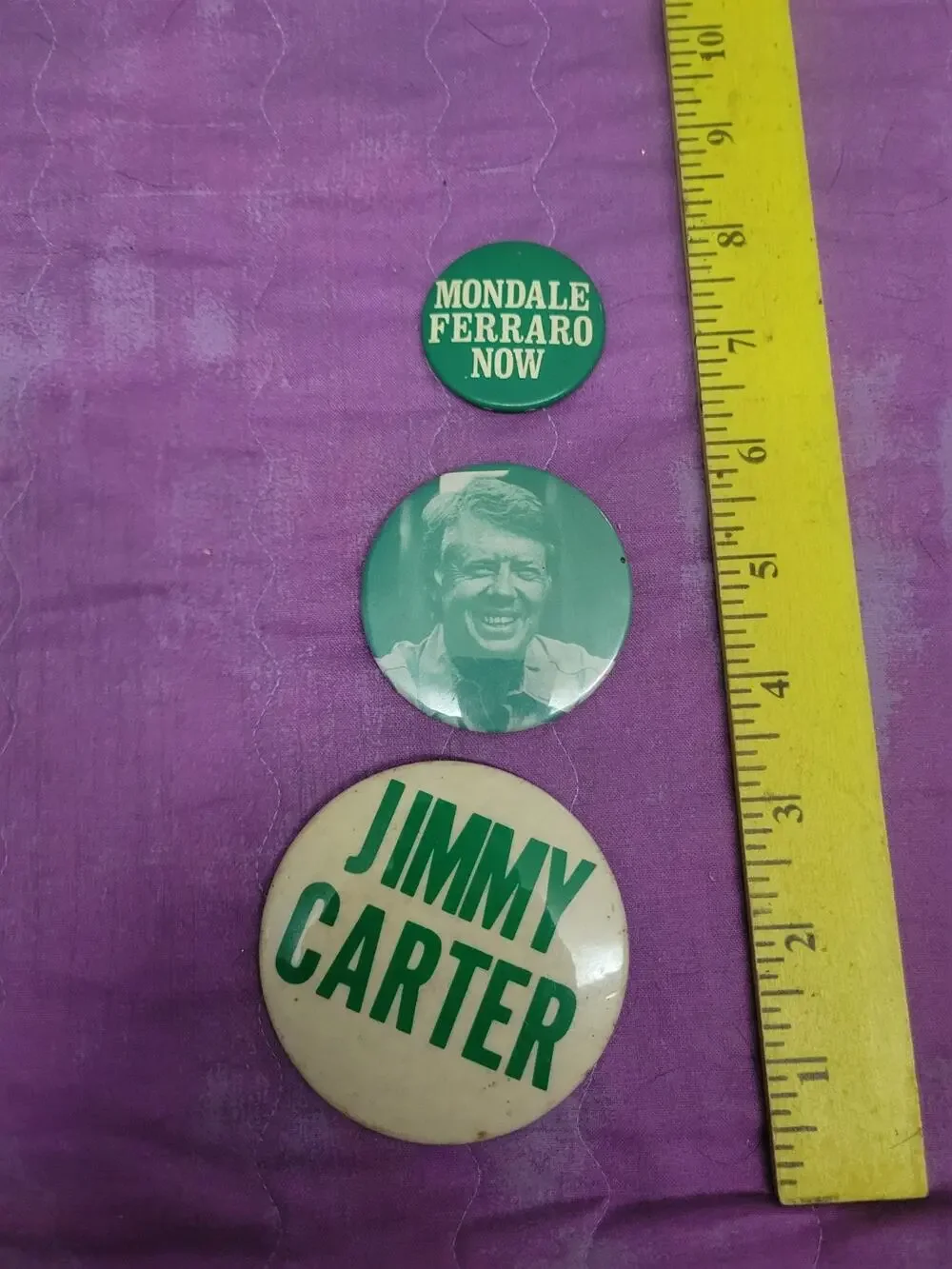 Lot Of3 Vintage Original Political Pins Jimmy Carter Ferraro